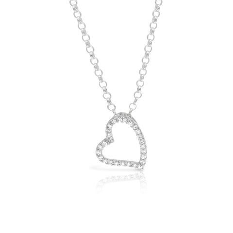Open Heart Silver Pendant - www.sparklingjewellery.com