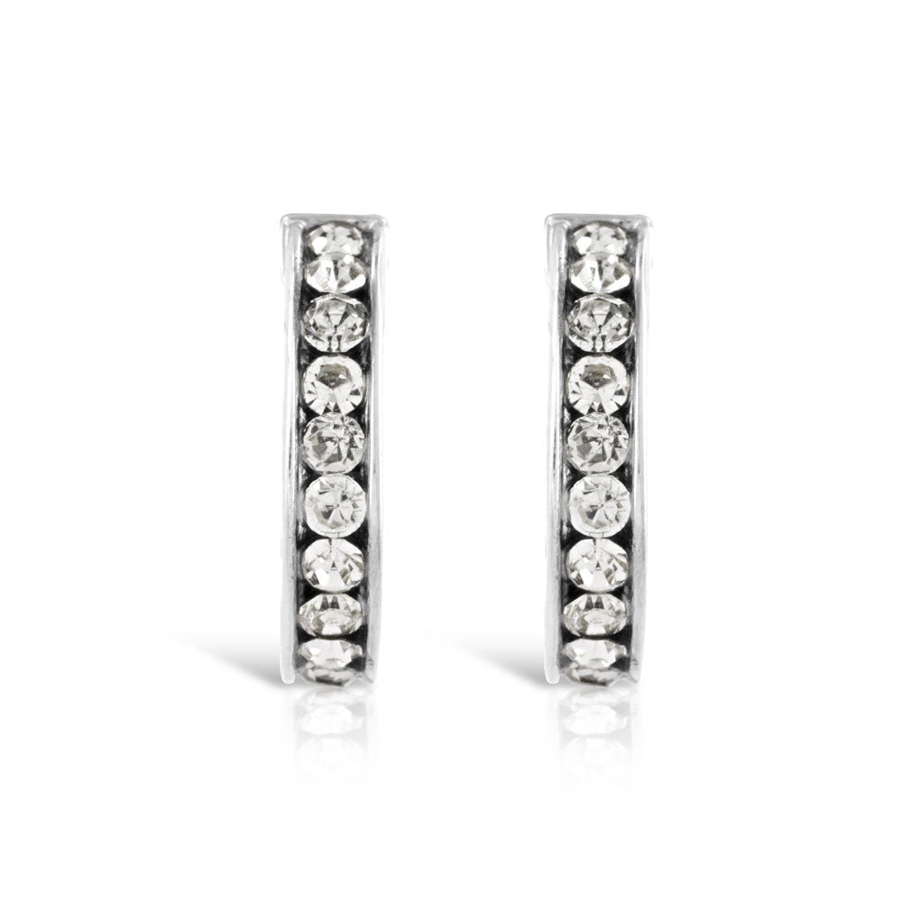 Channel Set Simulated Diamond Hoop Earrings - www.sparklingjewellery.com