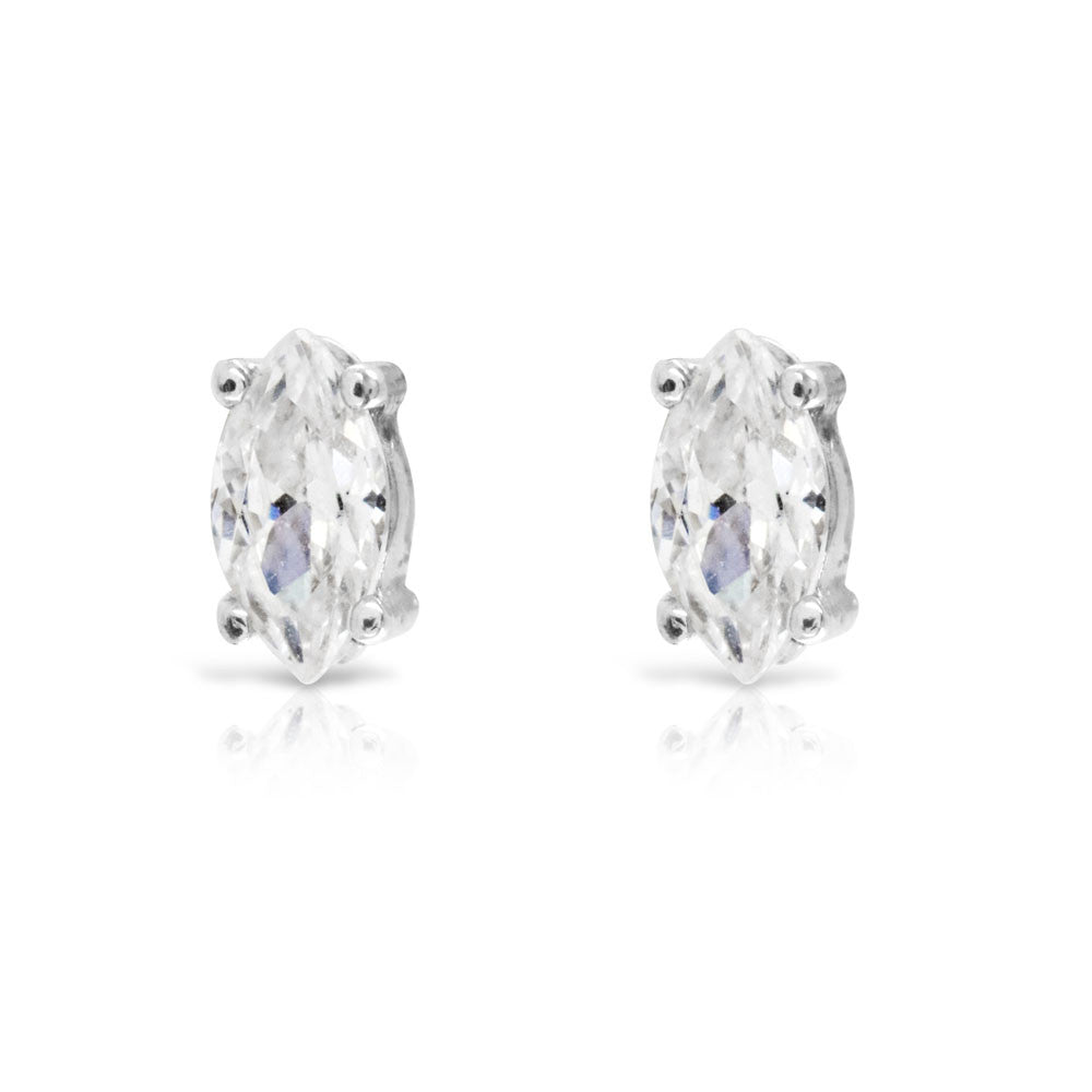 Marquise Cut Simulated Diamond Silver Stud Earrings - www.sparklingjewellery.com