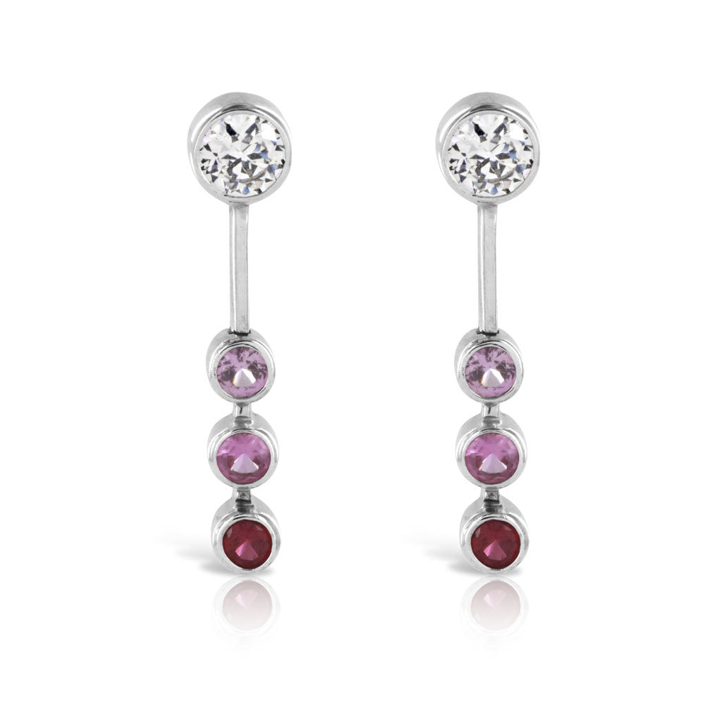 Pink Garnet Drop Sterling Silver Earrings - www.sparklingjewellery.com