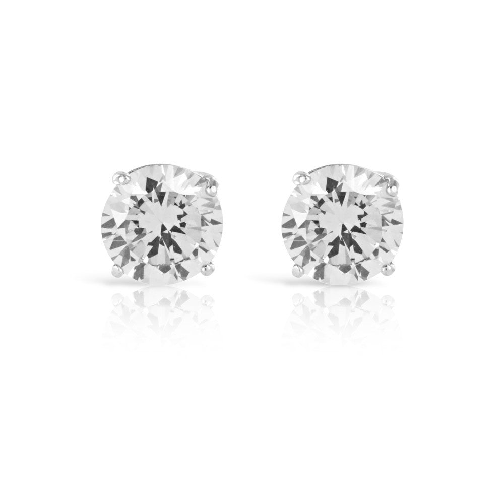 Silver Stud Earrings Clear Solitaire 1ct - www.sparklingjewellery.com