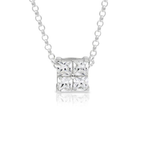 Square Diamond Set Pendant - www.sparklingjewellery.com