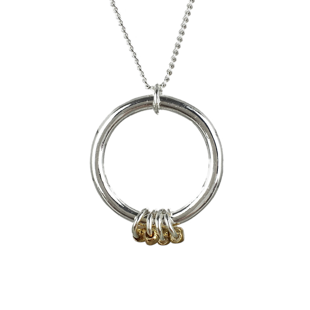 Two Tone Circle Pendant - www.sparklingjewellery.com