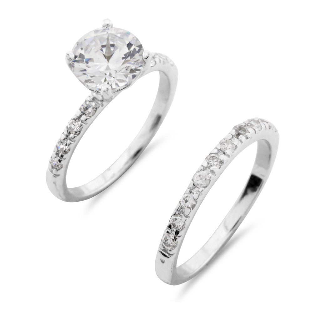 Elevated Silver Ring Set - www.sparklingjewellery.com