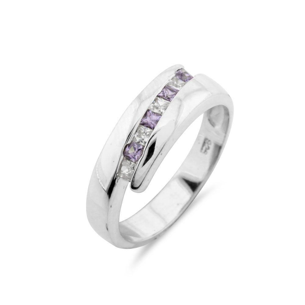 Amethyst Channel Set Wedding Band - www.sparklingjewellery.com