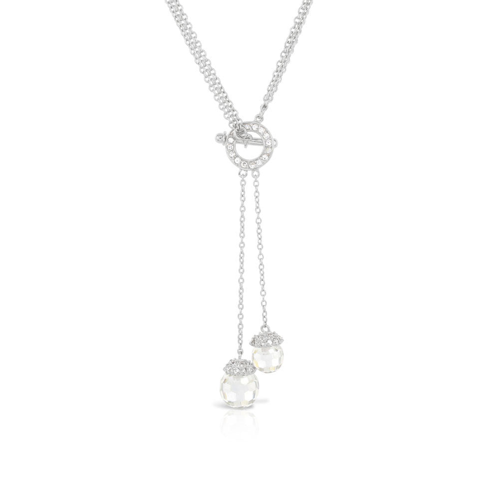 Crystal Ball Silver Tumble Toggle Necklace - www.sparklingjewellery.com