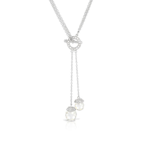 Crystal Ball Silver Tumble Toggle Necklace - www.sparklingjewellery.com