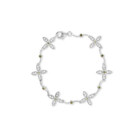 Silver Flower Bracelet - www.sparklingjewellery.com