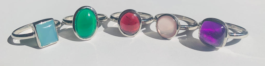 Green Agate Silver Ring - www.sparklingjewellery.com