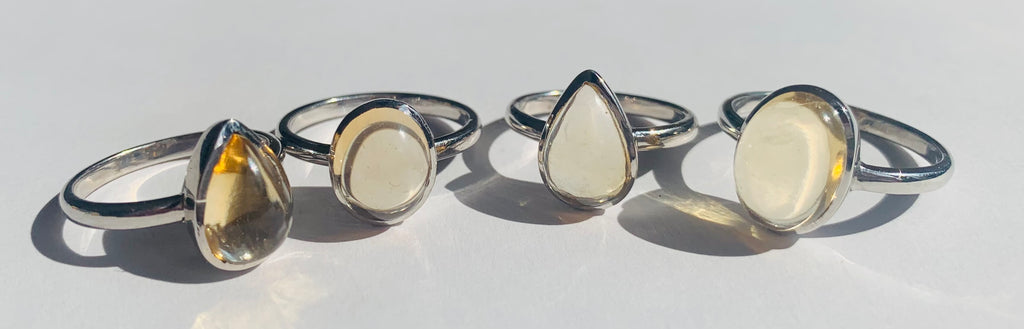 Pear Cut Citrine Cabochon Silver Ring - www.sparklingjewellery.com