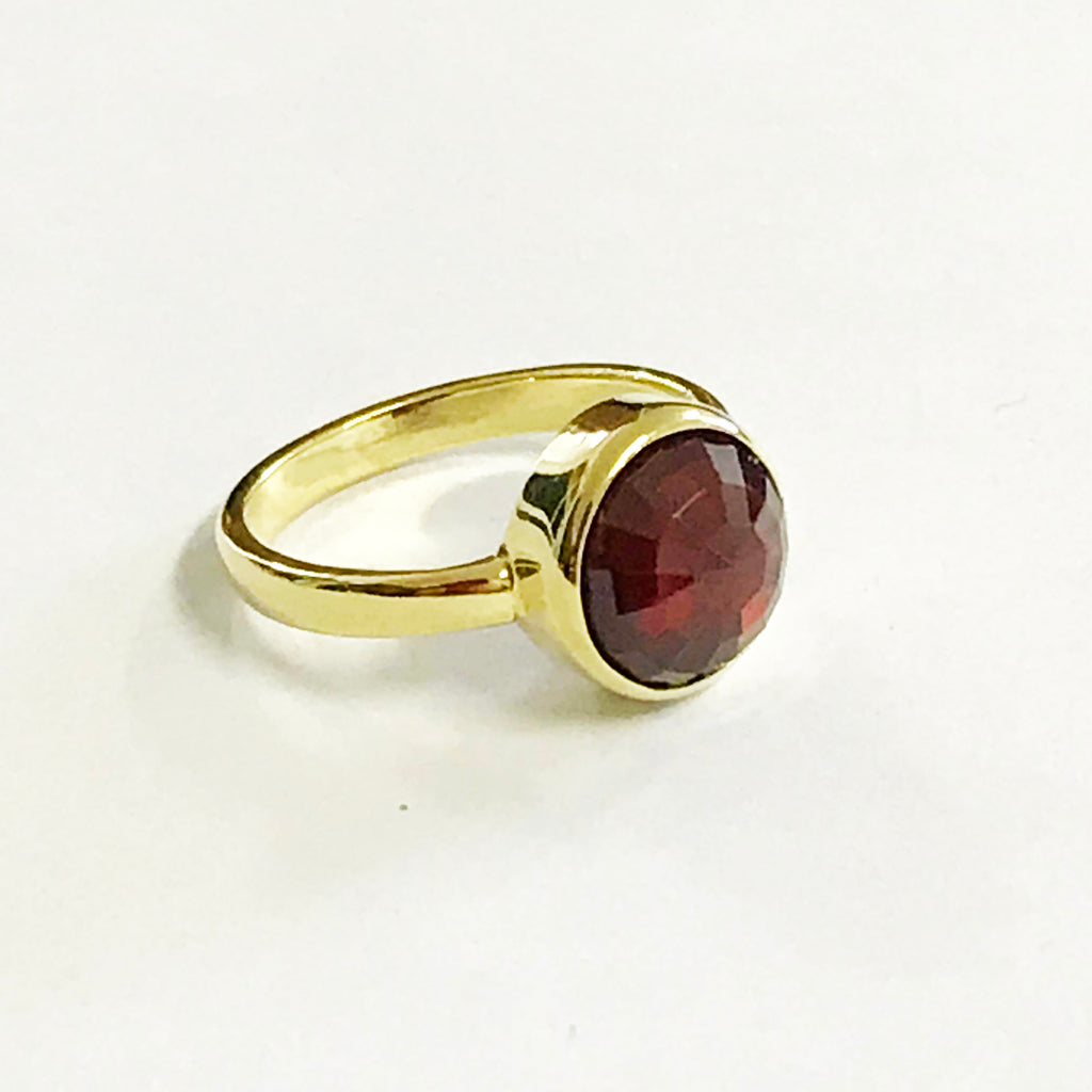 Garnet Stacking Ring Gold Vermeil - www.sparklingjewellery.com