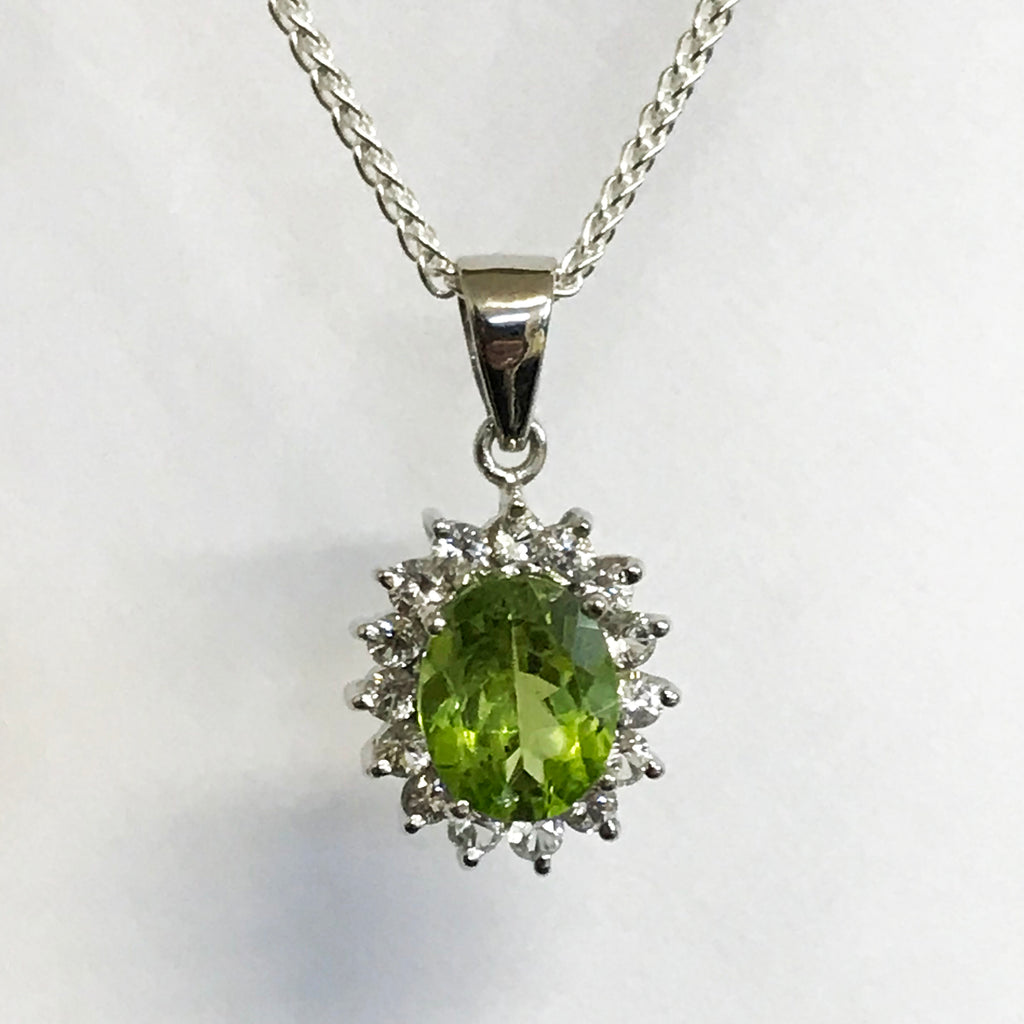 Peridot and White Topaz Necklace Real Gemstone - www.sparklingjewellery.com
