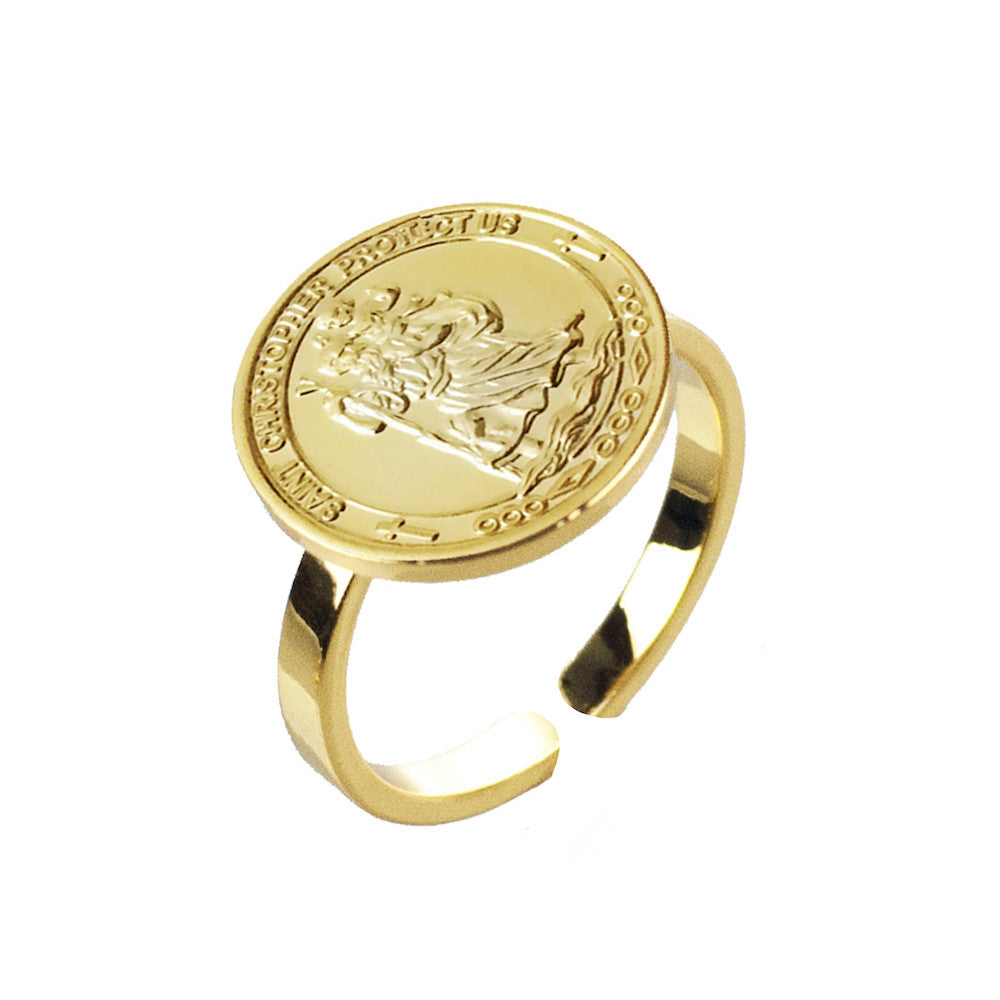 St Christopher Coin Ring - www.sparklingjewellery.com