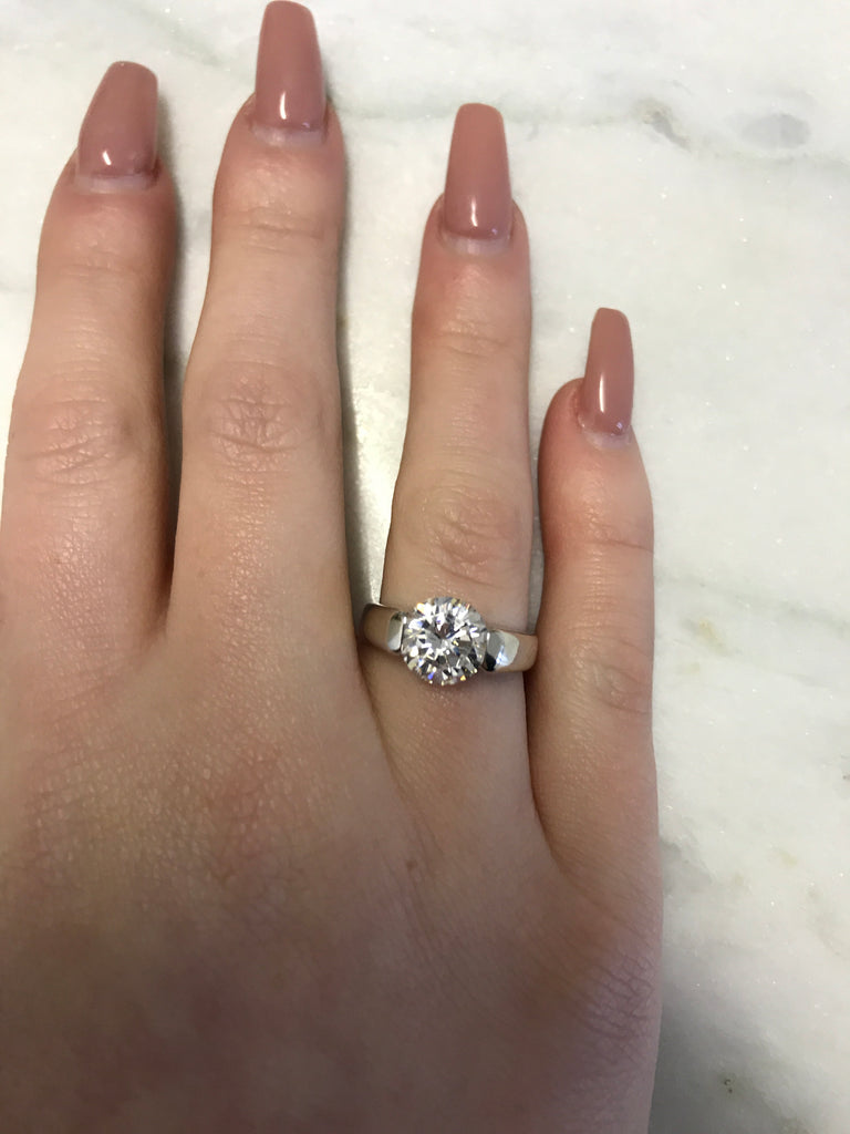 Silver Round Solitaire Ring - www.sparklingjewellery.com