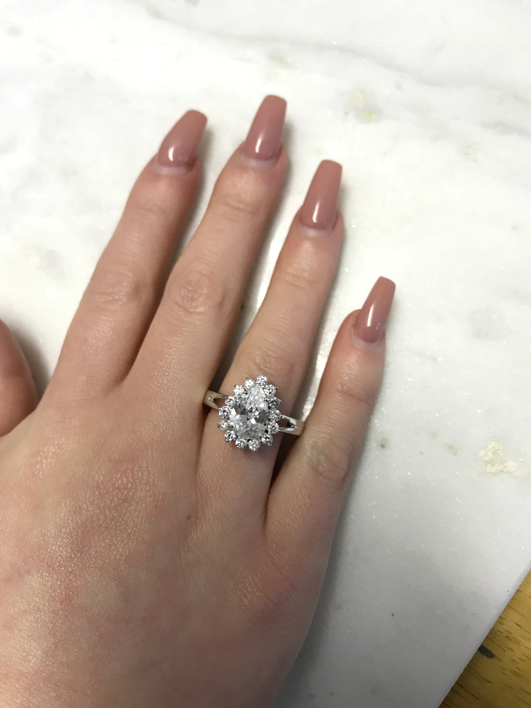 Paris Hilton Teardrop Halo Ring Sterling Silver - www.sparklingjewellery.com