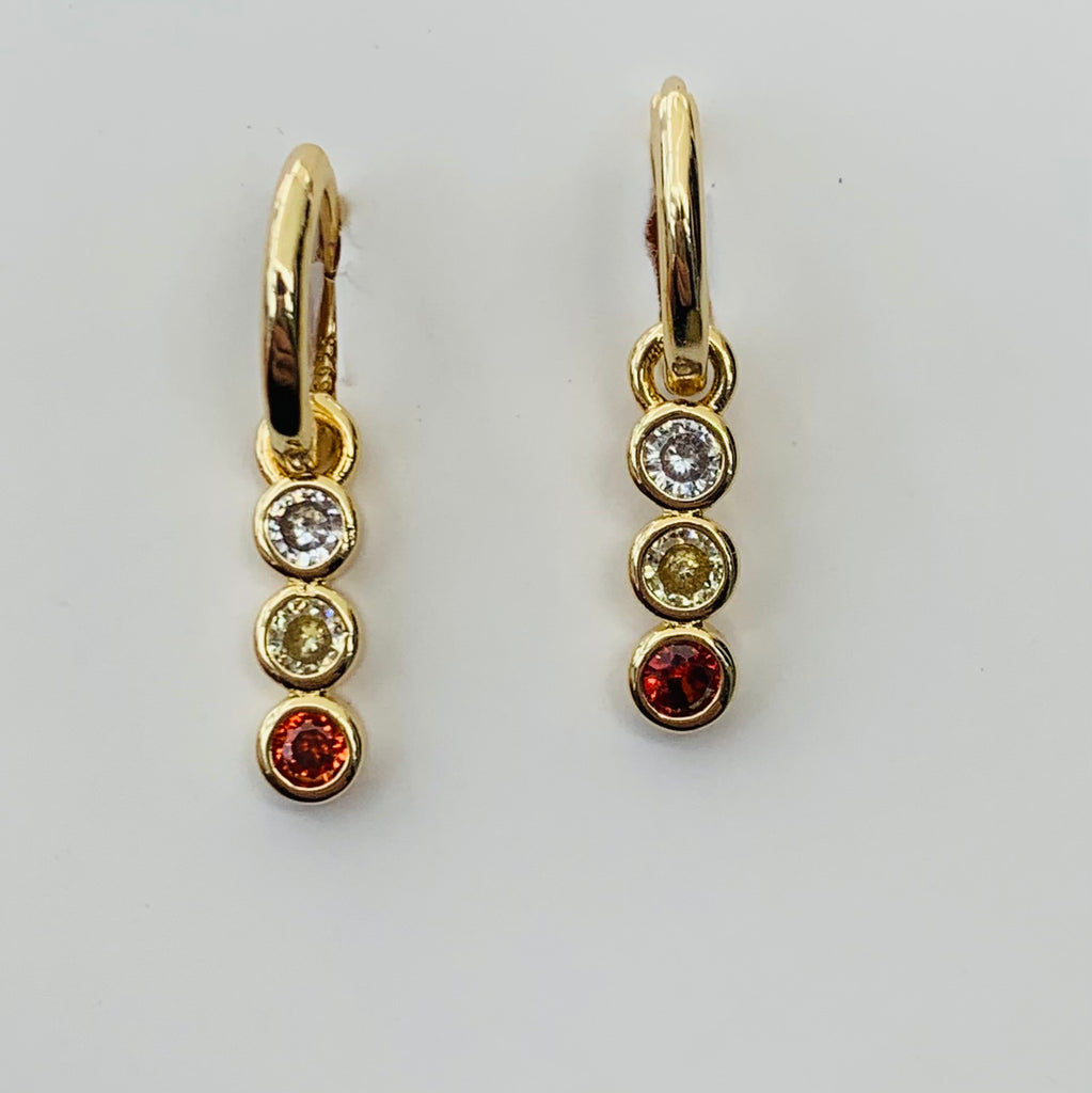 Cute Gold Gem Huggie Earrings - www.sparklingjewellery.com