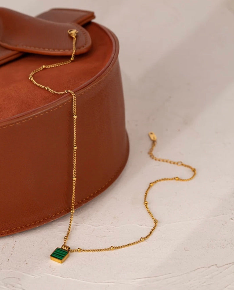 Gold and Green Agate Necklace - www.sparklingjewellery.com