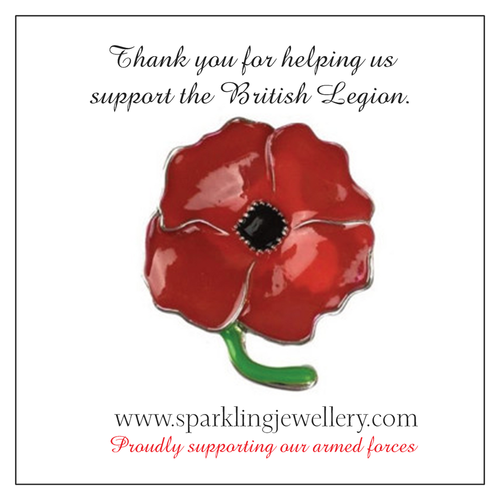 British Legion Poppy Remembrance Broach - www.sparklingjewellery.com
