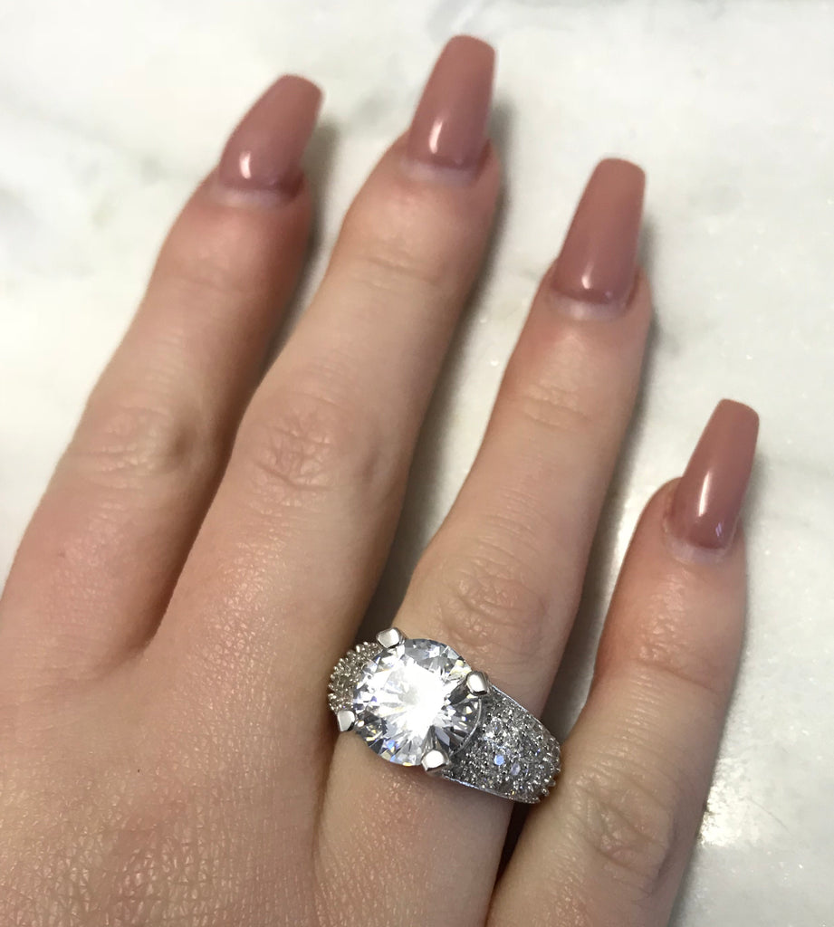 Iluminique 4 Carat Solitaire Ring 4ct - www.sparklingjewellery.com