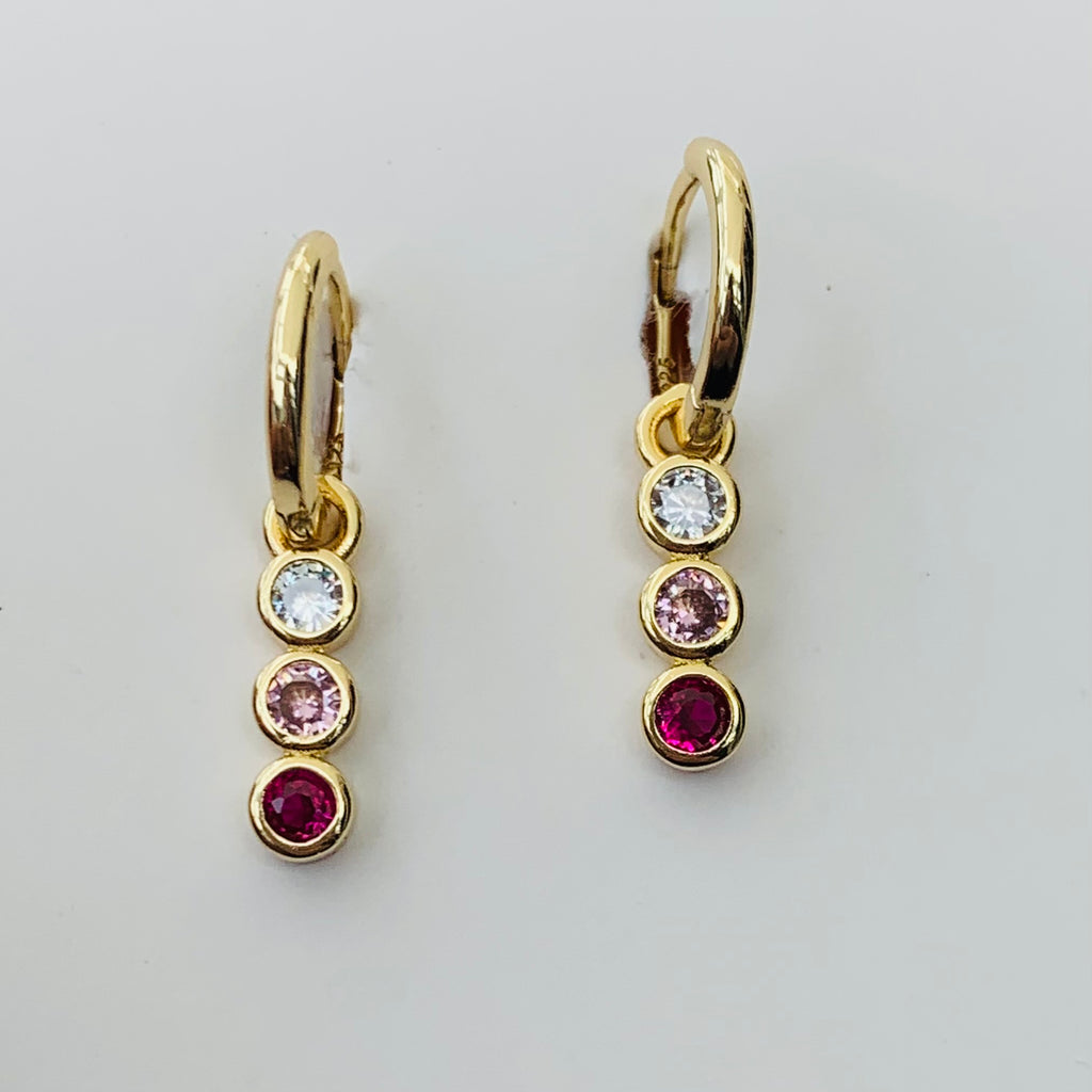 Cute Gold Gem Huggie Earrings - www.sparklingjewellery.com