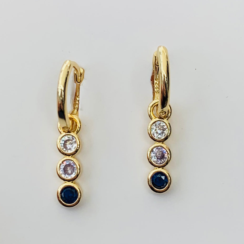 Cute Gold Gem Huggie Earrings - www.sparklingjewellery.com