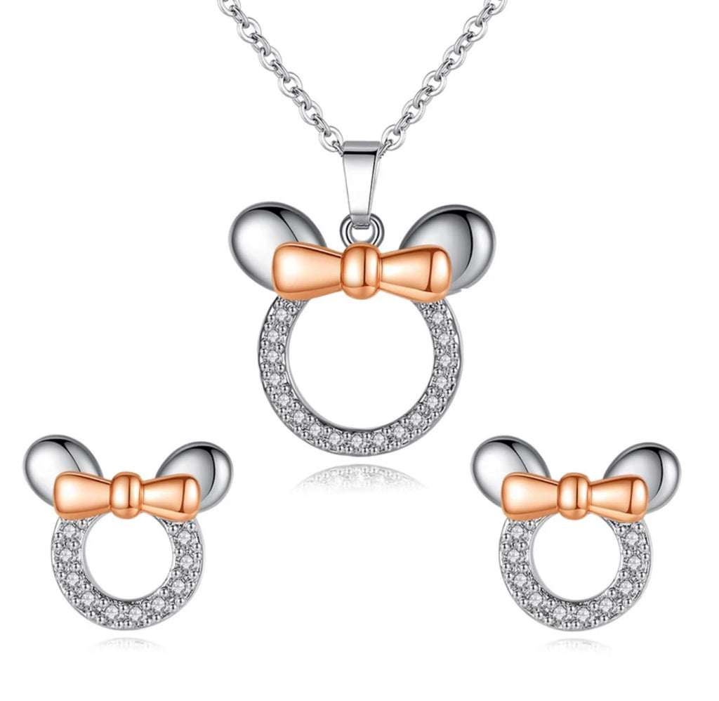 Mouse Earring and Necklace Set - www.sparklingjewellery.com