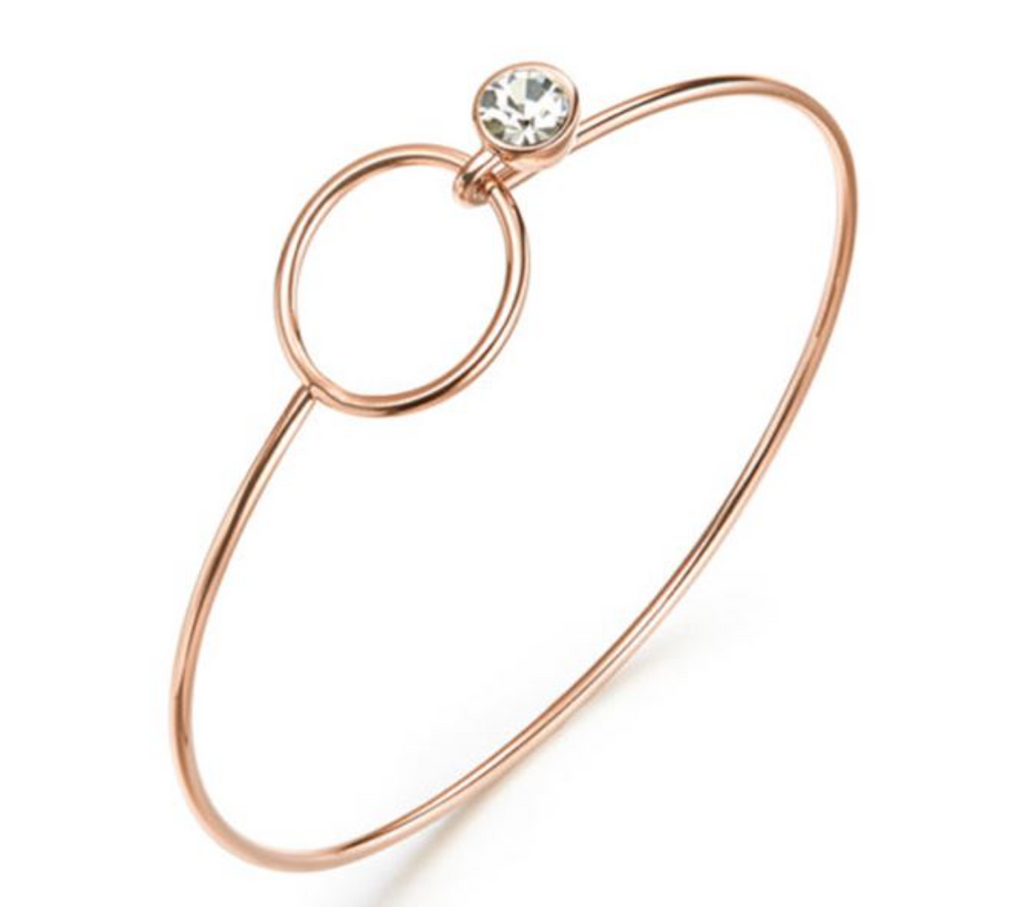 Karma Crystal Circle Bangle Silver or Rose Gold - www.sparklingjewellery.com