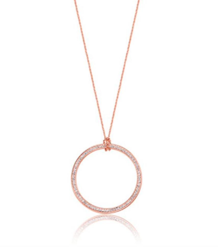 Rose Gold Long Karma Necklace - www.sparklingjewellery.com