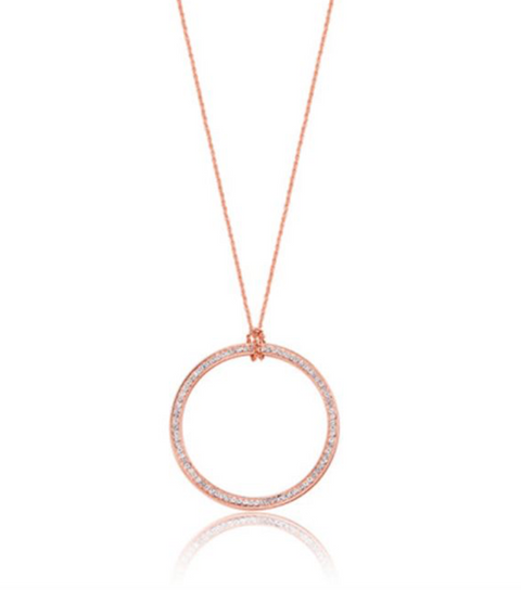 Rose Gold Long Karma Necklace - www.sparklingjewellery.com