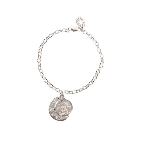 925 Silver - I Love You to the Moon & Back Bracelet - www.sparklingjewellery.com