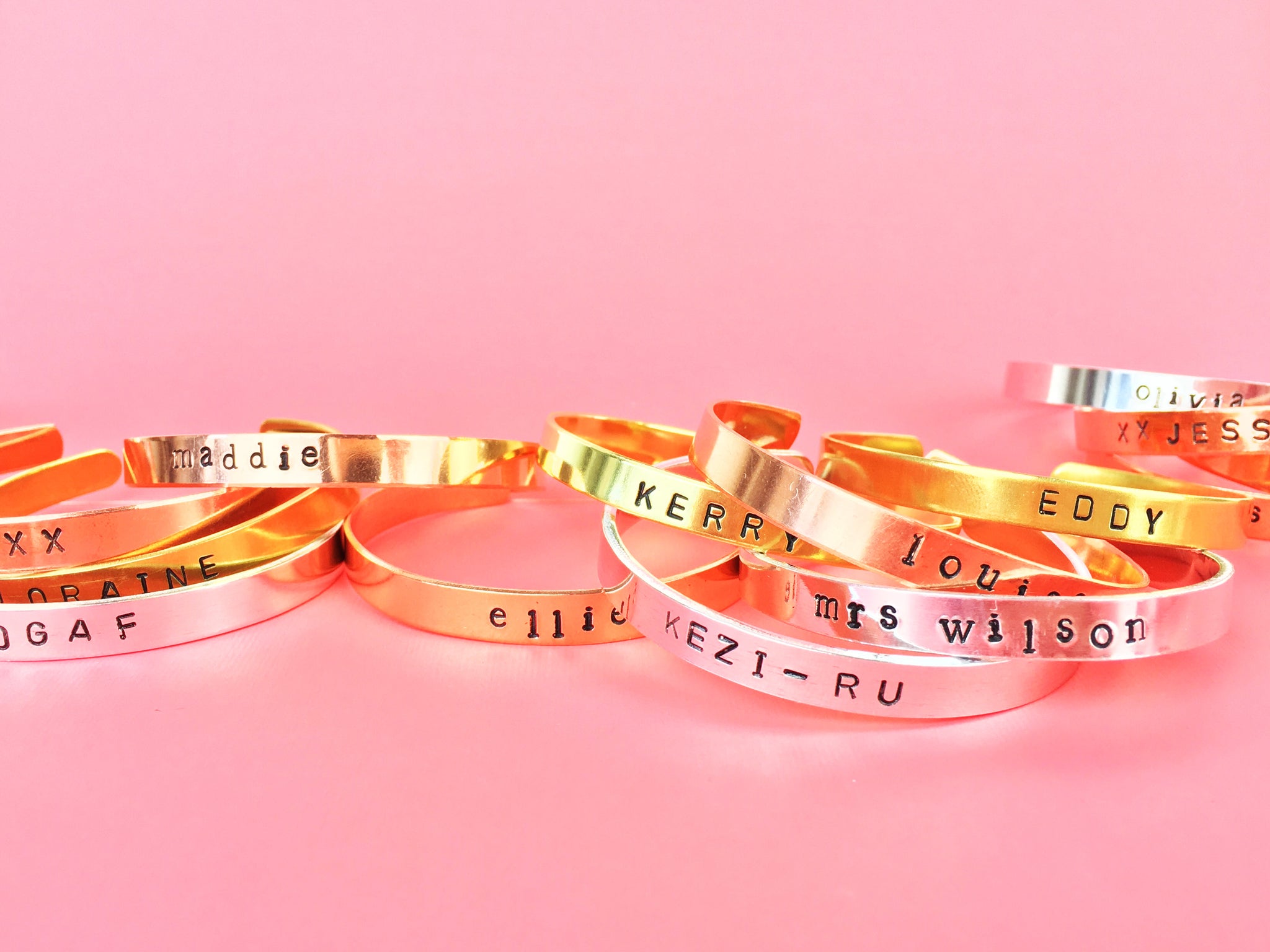 Hand Stamped Name Bangles