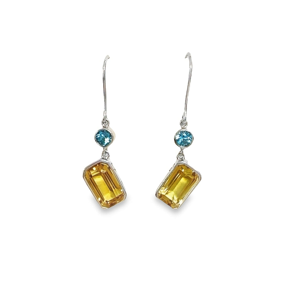 Citrine and Blue Topaz Earrings - www.sparklingjewellery.com