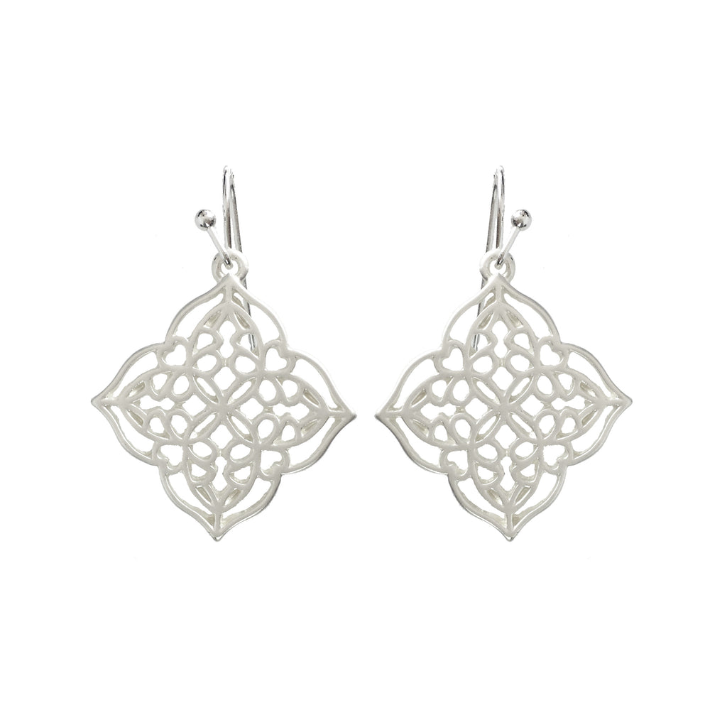 Filigree Geometric Pattern Matt Earrings - www.sparklingjewellery.com