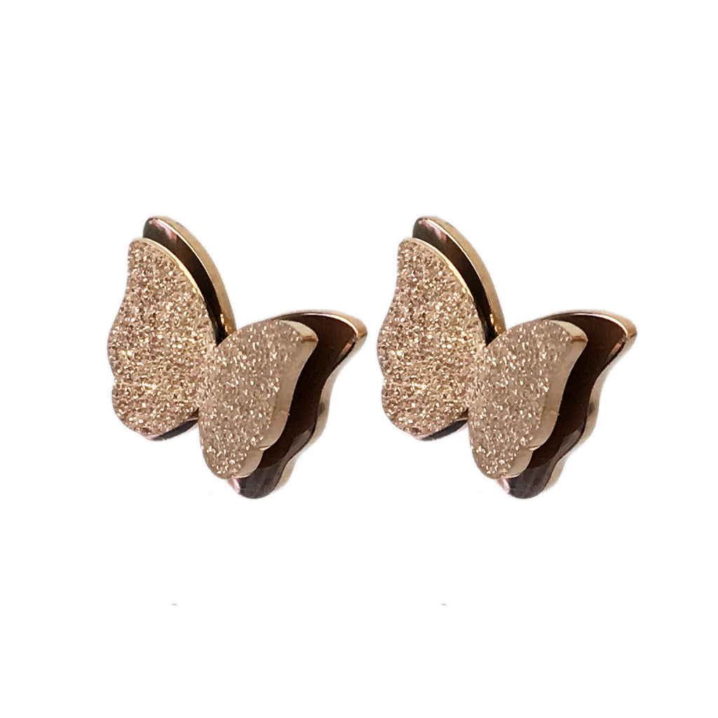 Rose Gold Butterfly Earrings - www.sparklingjewellery.com