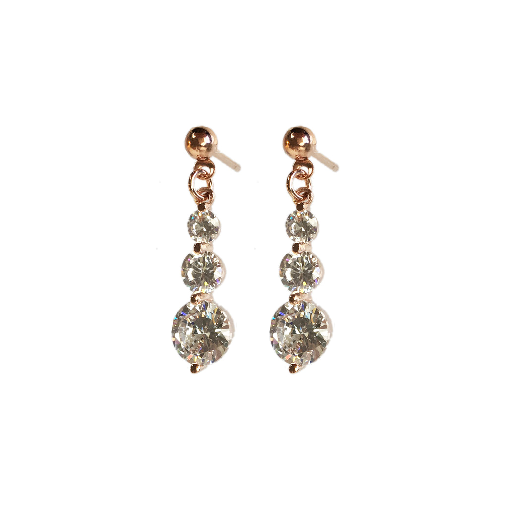 Rose Gold Sparkle Drop Earrings - www.sparklingjewellery.com