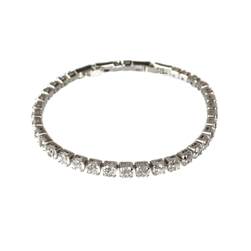 Adjustable Tennis Bracelet White Gold Vermeil - www.sparklingjewellery.com