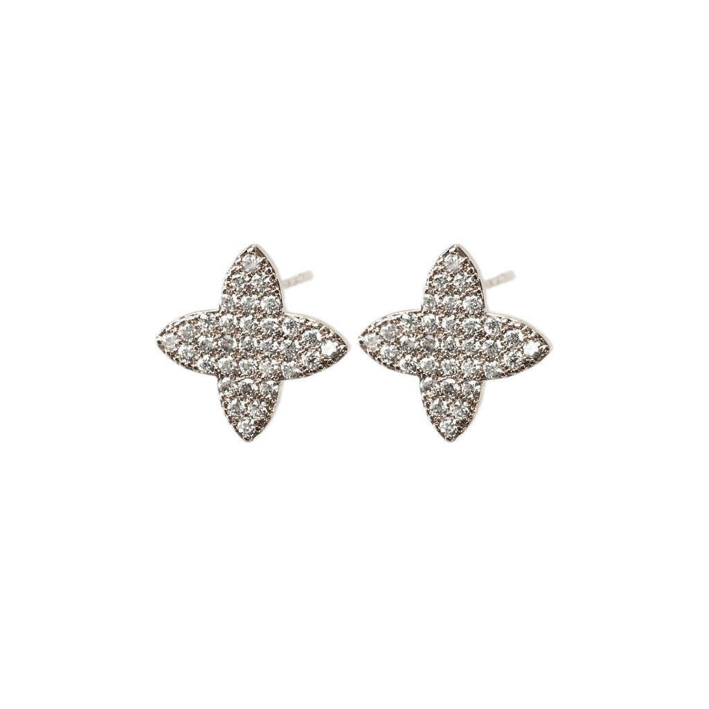 Trefoil Sparkle Earrings Rose Gold or Silver - www.sparklingjewellery.com