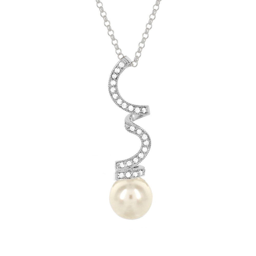 Pearl Swirl Silver Pendant - www.sparklingjewellery.com