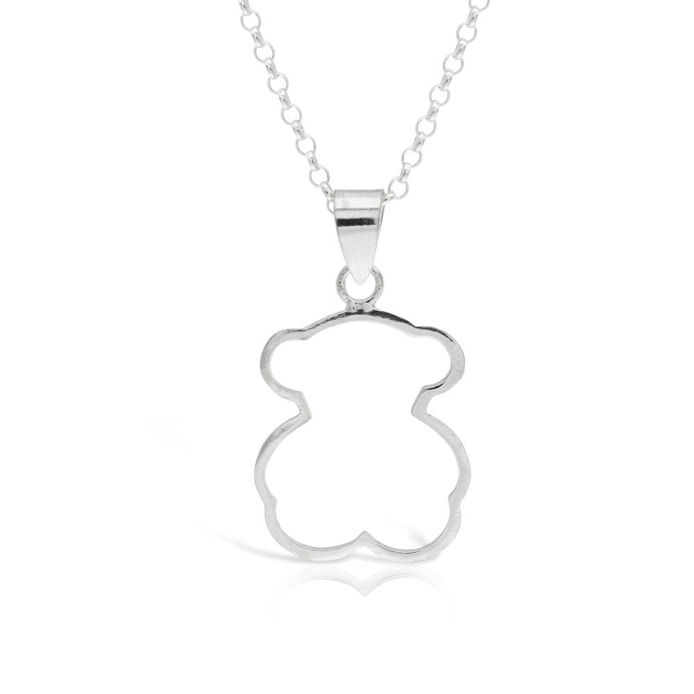 Children's Silver Bear Pendant - www.sparklingjewellery.com