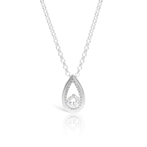 Silver Pear Drop Pendant - www.sparklingjewellery.com