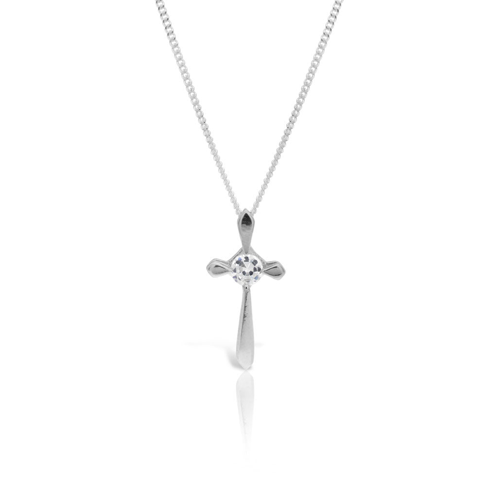 Solitaire Silver Cross - www.sparklingjewellery.com
