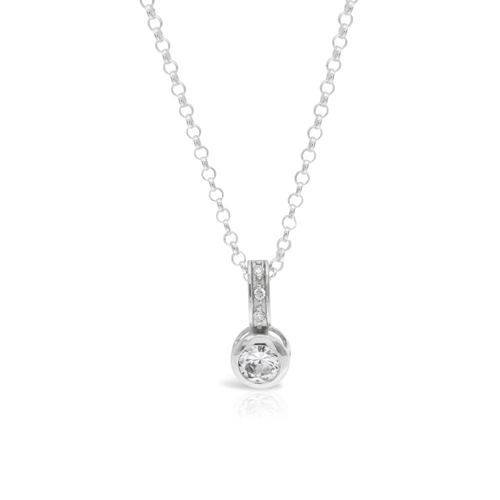 Silver Solitaire Pendant - www.sparklingjewellery.com