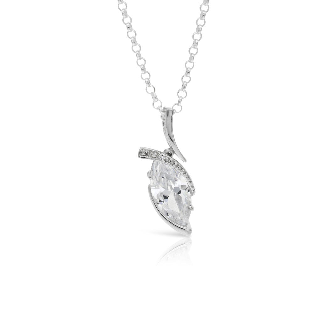 Silver Marquise Pendant - www.sparklingjewellery.com