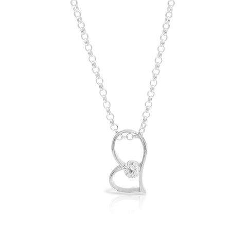 Open CZ Silver Heart Pendant - www.sparklingjewellery.com