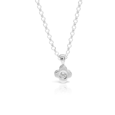 Clover Sterling Silver Solitaire Pendant - www.sparklingjewellery.com