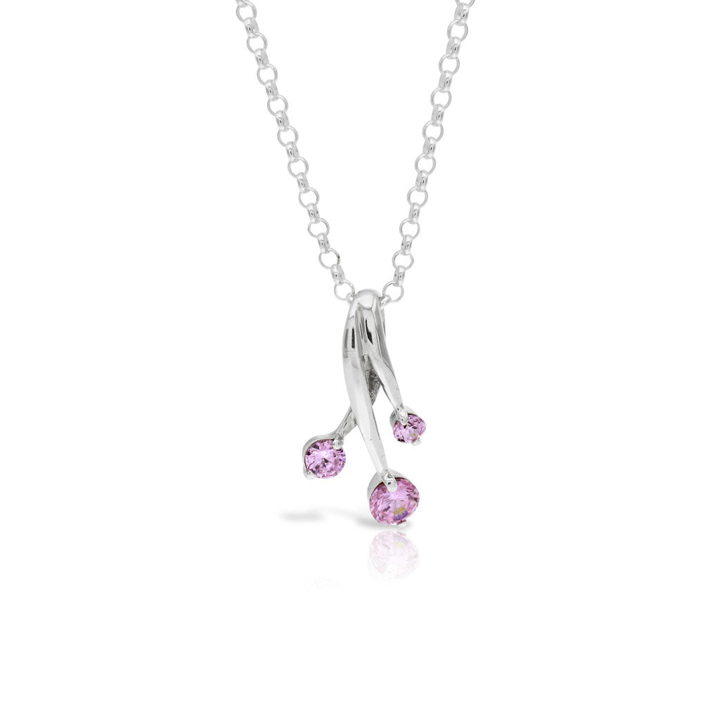 Pink Cherry Silver Pendant - www.sparklingjewellery.com