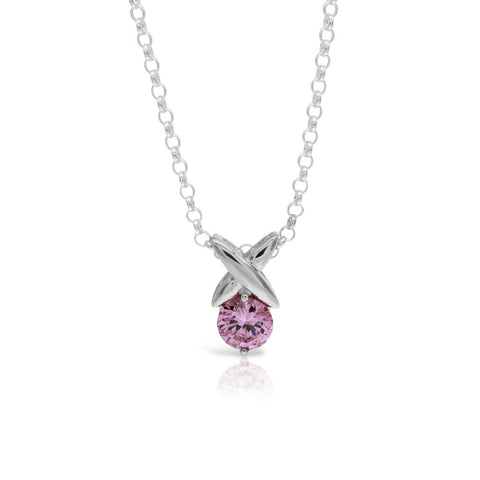 Kiss Solitaire Pink Pendant - www.sparklingjewellery.com