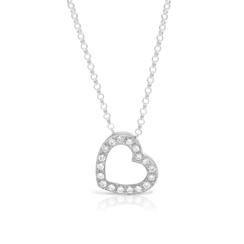 Large Heart Pendant with CZ Stones - www.sparklingjewellery.com