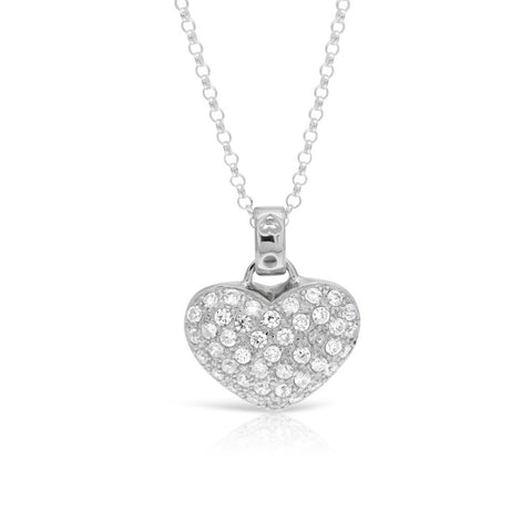 Deluxe Silver Heart with CZ Stones Pendant - www.sparklingjewellery.com