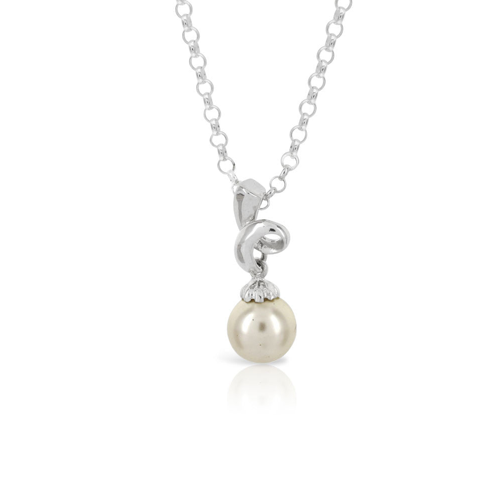 Silver Classic Pearl Pendant - www.sparklingjewellery.com